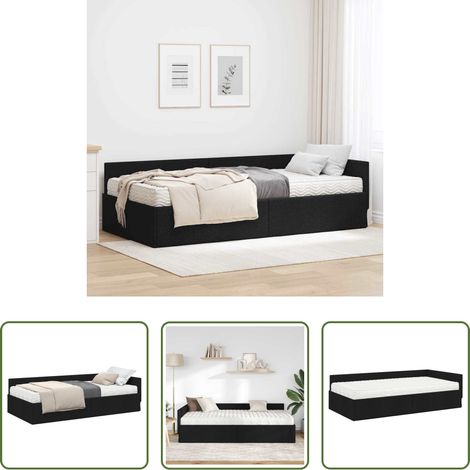 vidaXL Schlafzimmer - Eckbettgestell mit Matratze Sonstiges 2 pcs Grün Stoff (1/5)