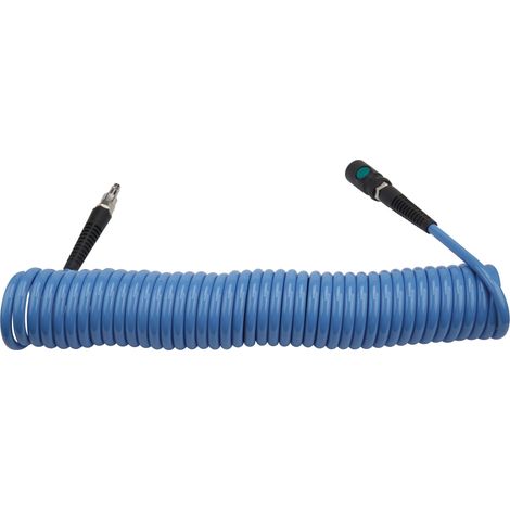 Tuyau spiralé en PU Pro pour air comprimé 6,5x10 mm - 7,5 m - avec raccord de sécurité Aircraft PU6,5X10MM7,5M