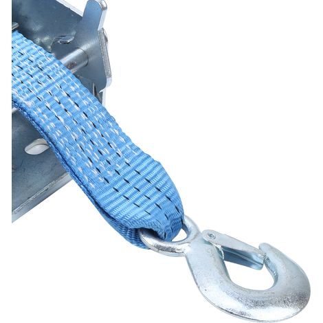 Treuil à Manivelle 3200LBS avec Sangle, Accessoire de Cabestan pour Remorque, Bateau et Navire