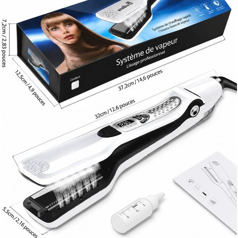 Lisseur à vapeur multifonction Modèle A céramique tourmaline Blanc Prise européenne EU 37,2 × 12,5 × 7,2 cm 1,09 kg – Livraison gratuite