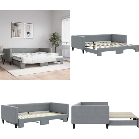 vidaXL Tagesbett Ausziehbar Hellgrau 100x200 cm Stoff