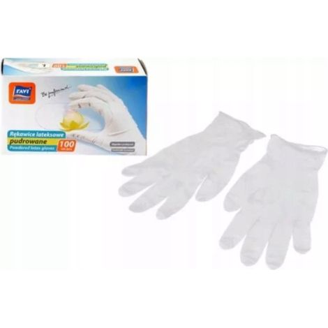RAVI gepuderte Latexhandschuhe L 100 Stück. (1/2)