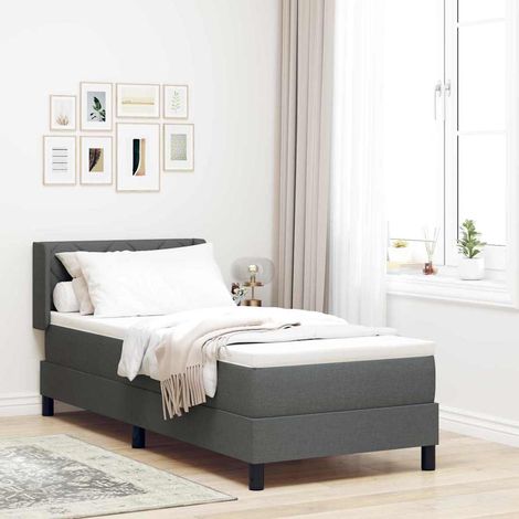 Cama tipo Box Spring con cabecera Gris oscuro 200 x 80 cm tela (1/5)