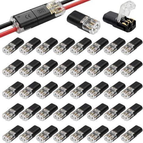 50 Pezzi Connettore Elettrico Rapido, Connettore Impermeabile 12V con 2 Pin, Connettore Elettrico Automobilistico per Connessione Affidabile Auto LED Home Outdoor (1/5)