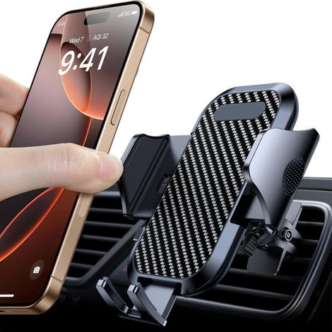 soporte para teléfono, giratorio 360°, compatible con rejillas verticales y horizontales, para una conducción segura. (1/5)