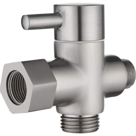 Système de distribution d'eau à 3 voies en laiton massif (3/8 pouce) au design brossé pour la chasse d'eau des toilettes (1/5)