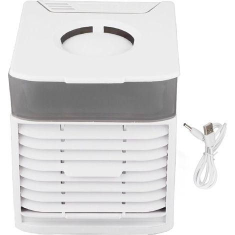 Mini enfriador de aire portátil USB, aire acondicionado con nebulizador e iluminación de 7 colores para dormitorio, oficina y camping - KZQ (1/5)