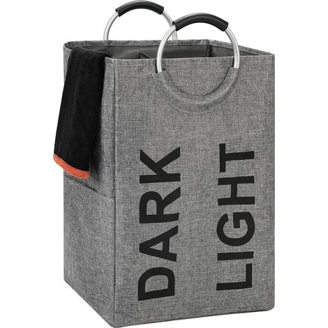 80L Paniers à linge, Pliable Sac à linge, Pliage Grande Capacité Corbeilles à linge 45 x 27 x 54 cm(Gris) (1/5)