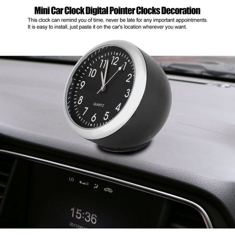 Horloge miniature à quartz pour voiture, horloge numérique à aiguilles avec veilleuse intégrée (1/5)