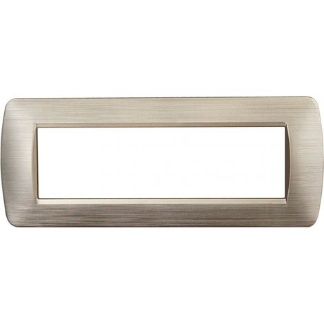 Placca serie Space, 7 moduli, plastica satinata, oro, compatibile con serie BTicino Living - Ettroit LN85711