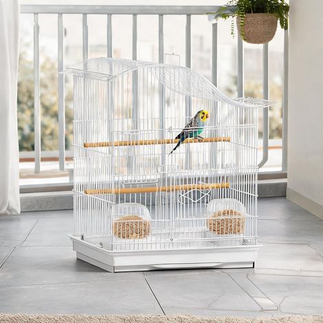 Cage pour oiseaux blanc en métal plastique 47,5 x 36 x 54,5 cm (1/5)