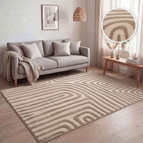Paco Home Tappeto soggiorno, motivi astratti geometrici moderni, effetto 3D Beige 120x160 cm (1/5)