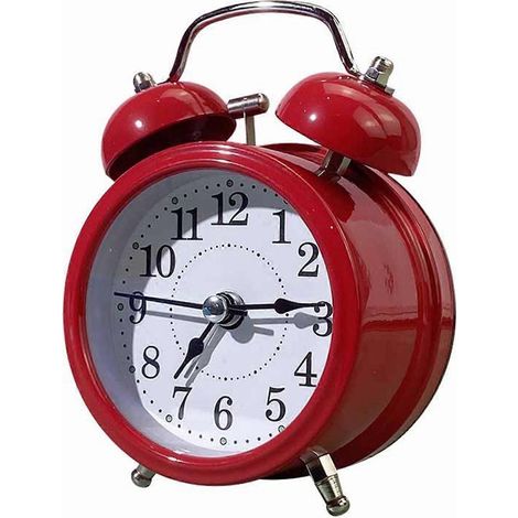 Réveil mécanique à double cloche de 7,6 cm (3 pouces), moderne, en métal, avec sonnerie silencieuse et à piles. (1/5)