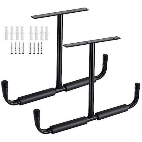 FENOPLASTICASinoer Crochet de rangement de plafond de garage en acier, support de rangement robuste pour bois suspendu, vélos, outils, bois, système de rangement robuste, (2 paquets, noir) (1/4)