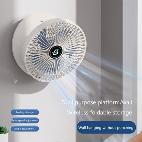 Ventilateur de table - NOBRAND - Pliable - 1200mAh - Fixation murale - Chargement USB (1/4)