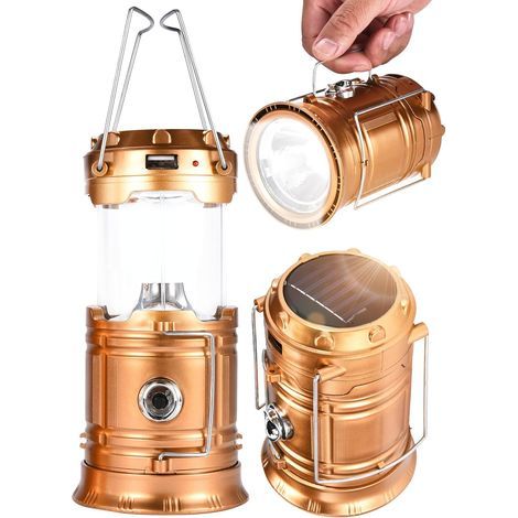 Outfitters Solar-Campingleuchten – Wiederaufladbare LED-Laterne und Taschenlampe – Edelstahlgriff – Tragbar und faltbar – Ideal für Camping, Wandern und Notfallsituationen (1/5)