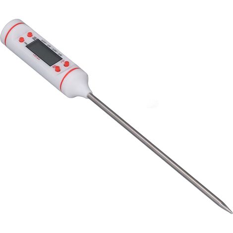 Thermomètre numérique à viande avec longue sonde, lecture instantanée, grand écran, blanc, idéal pour la cuisine et les grillades. (1/5)