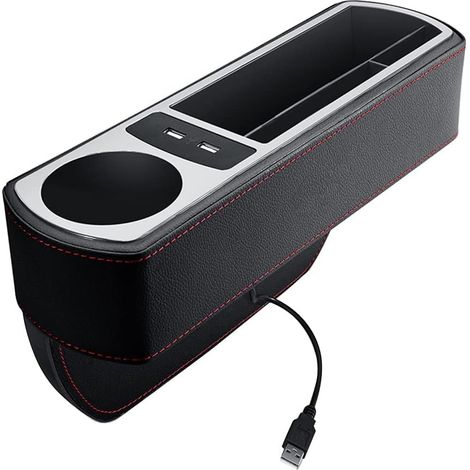 Organiseur de voiture pour siège avant, poche de console avec porte-gobelet, rangement pour smartphone et clés