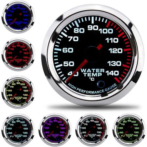 Universelles Wassertemperaturmessgerät mit 7-farbiger LED-Anzeige, 52 mm, 12 V, mit Sensor, 40–140 °C (1/5)