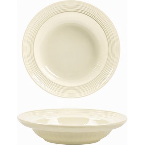 Assiette creuse en céramique style crème 8 pouces, décor sous-émaillé (1/5)