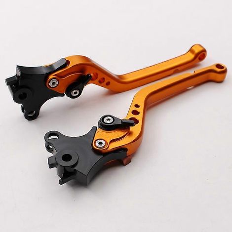 Convient aux motos BMW R1200GS, accessoire de poignée en alliage d'aluminium modifié avec klaxon de frein et d'embrayage réglable (tige longue orange) (1/5)