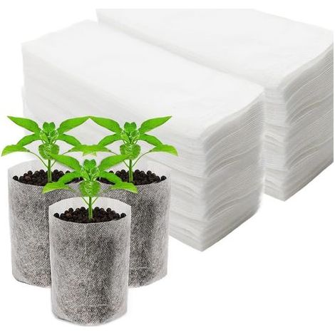 Sacs de semis, 200 sacs pour plantes en tissu non tissé, sacs de culture, sacs en polaire, sacs pour la maternelle, pour faciliter la culture et le repiquage des jeunes plants