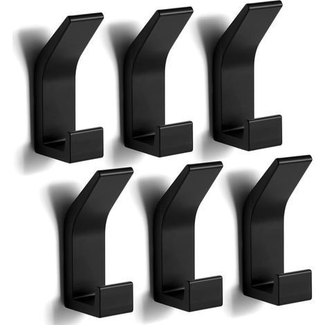 Wandhaken, selbstklebend, kein Bohren erforderlich, schwarzes Aluminium, für Bad und Küche (1/5)