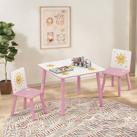 Ensemble table et chaises enfant rose en MDF 60 x 60 x 44 cm (1/5)