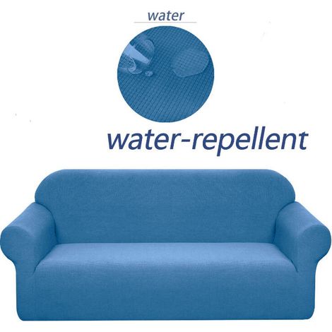 Housse de canapé stretch, imperméable et résistante aux éraflures pour canapé Motif élégant Avec rouleaux de mousse antidérapante (canapé 1 place,bleu poussière)-90-140cm (1/5)