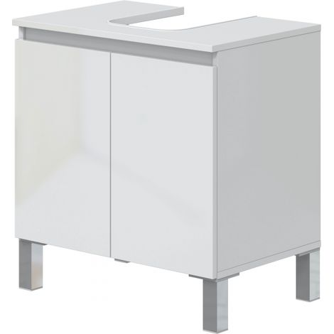 Bodenstehendes Badmöbel 60 cm 2 Türen mit Fach für Säule hochglanzweiß – Dafne