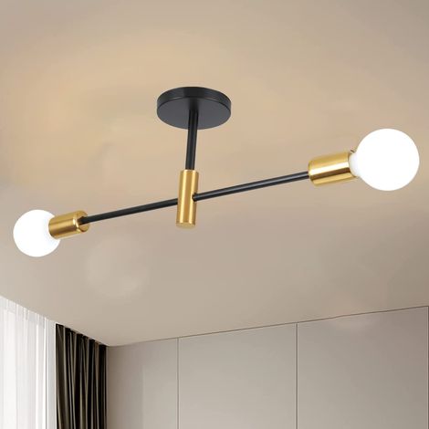2 Luci Plafoniera Retrò in Metallo Lampadario a Sospensione e27 Moderna per Soggiorno, Camera da Letto - Nero (1/5)
