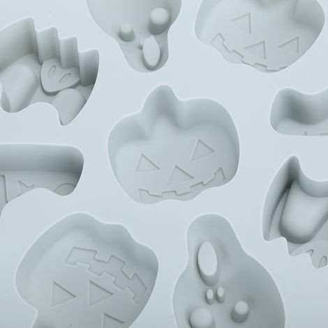 Moule en silicone gris à motif Halloween (lot de 2) pour gâteaux, chocolat et fondant. Idéal pour la décoration et la pâtisserie. (1/5)