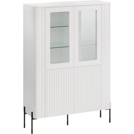 Estantería Nobilitas, Blanco, Cerrable, Con puertas, Vidrio templado, MDF, Aglomerado laminado, Número de puertas: 0, Número de cajones: 0, 160x110x40cm
