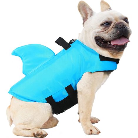 Gilet de sauvetage pour chien en forme de requin, vêtement flottant taille M pour chien, natation et plage (1/4)
