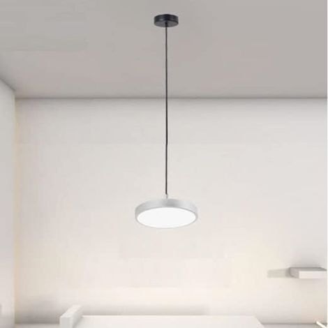 TrAdE Shop Traesio - Lampadario A Sospensione Led 40w Argento Cerchio Tondo Moderno Minimal Luce 6500k 32941 - (1/4)