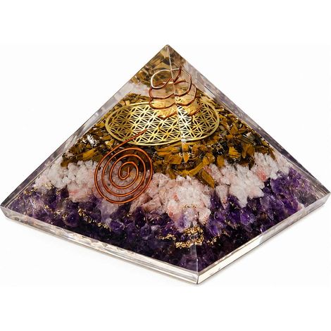 Pyramide orgonite en résine et pierres naturelles 6 cm