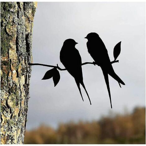Stahlsilhouette eines Metallvogels, Vogeldekoration für Äste, Vogelstatue als Baumschmuck, künstlerische Figur, Gartenvogel für Außendekorationen wie Terrasse und Garten (Schwalbe) (1/5)