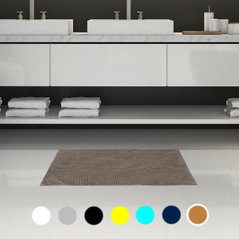 Tapis de Bain Chenille Absorbant 50x80 cm - Taupe - SILUMEN