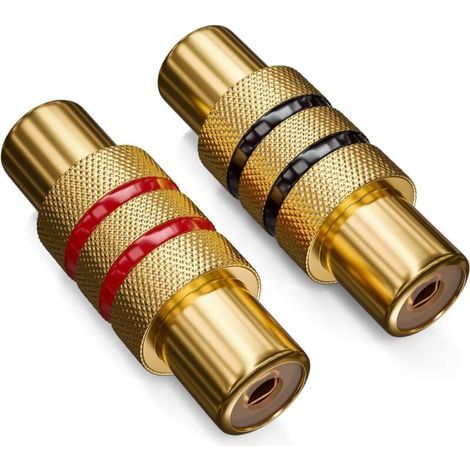 Accoppiatore RCA a 2 pezzi - Adattatore audio/video nero e rosso - Connettore RCA femmina (1/4)