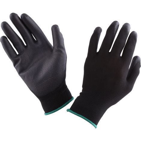 Lot de 12 paires Gants de Travail Tricotés Enduits PU pour Ouvrier Taille M, Protection Antidérapante Usage Professionnel (1/3)