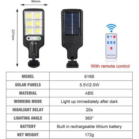 Lampadaire extérieur,Applique murale à 18LED, 30 ou 72cob, à Induction, à énergie solaire, imperméable, forte - 616B 72cob -B