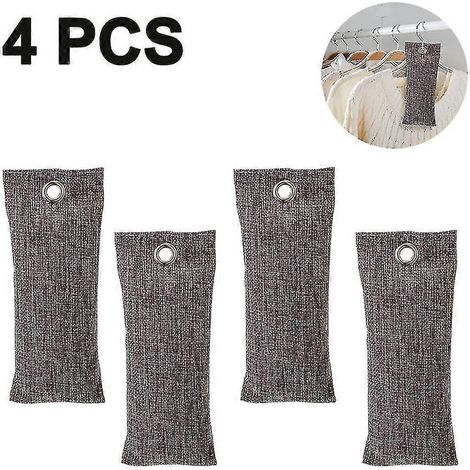 Lot de 4 sachets purificateurs d'air au charbon de bambou activé, désodorisant pour chaussures au charbon activé (1/5)
