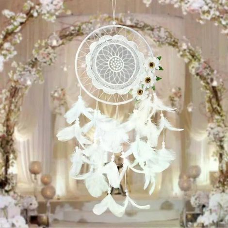 Attrape-rêves - Fleur blanche pure - Décoration d'intérieur artisanale MS8021 (1/5)