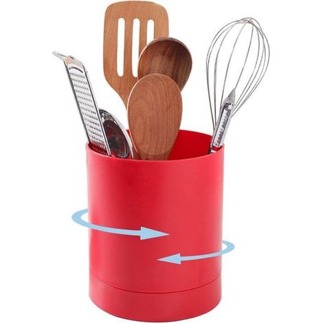 Organisateur de couverts avec un support rotatif, adapté aux cuillères et fourchettes (blanc). (1/5)