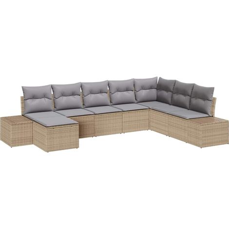 Maison Exclusive - Garten-Sofa-Set mit Kissen 8 pcs Beige und Hel