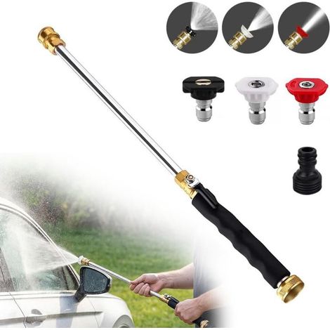 Pulverizador de alta presión - Limpiador de alta presión - Pistola de lavado de coches - Pulverizador de alta presión - con 3 boquillas - Turbo Washer - Accesorio para manguera de jardín - Agua (1/5)