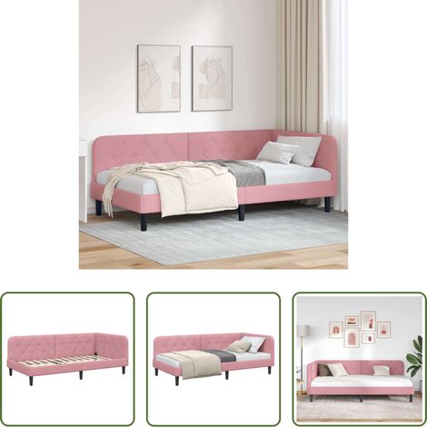 vidaXL Sofa-Bett - Eckbettgestell Rosa 100 x 200 cm Samt (1/5)