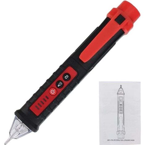 Crezuo Einstellbarer, berührungsloser digitaler Spannungsprüfer 12–1000 V AC/DC Stromprüfer mit intelligentem Sensor, Schwarz