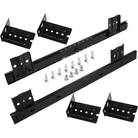 Glissières pour Tiroirs Coulisse Tiroir 350mm Coulisse a Bille pour Plateau Coulissant Clavier (1 paire) Noir (1/5)