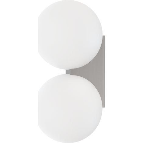 Applique à double boule en verre opale avec base chromée (1/4)